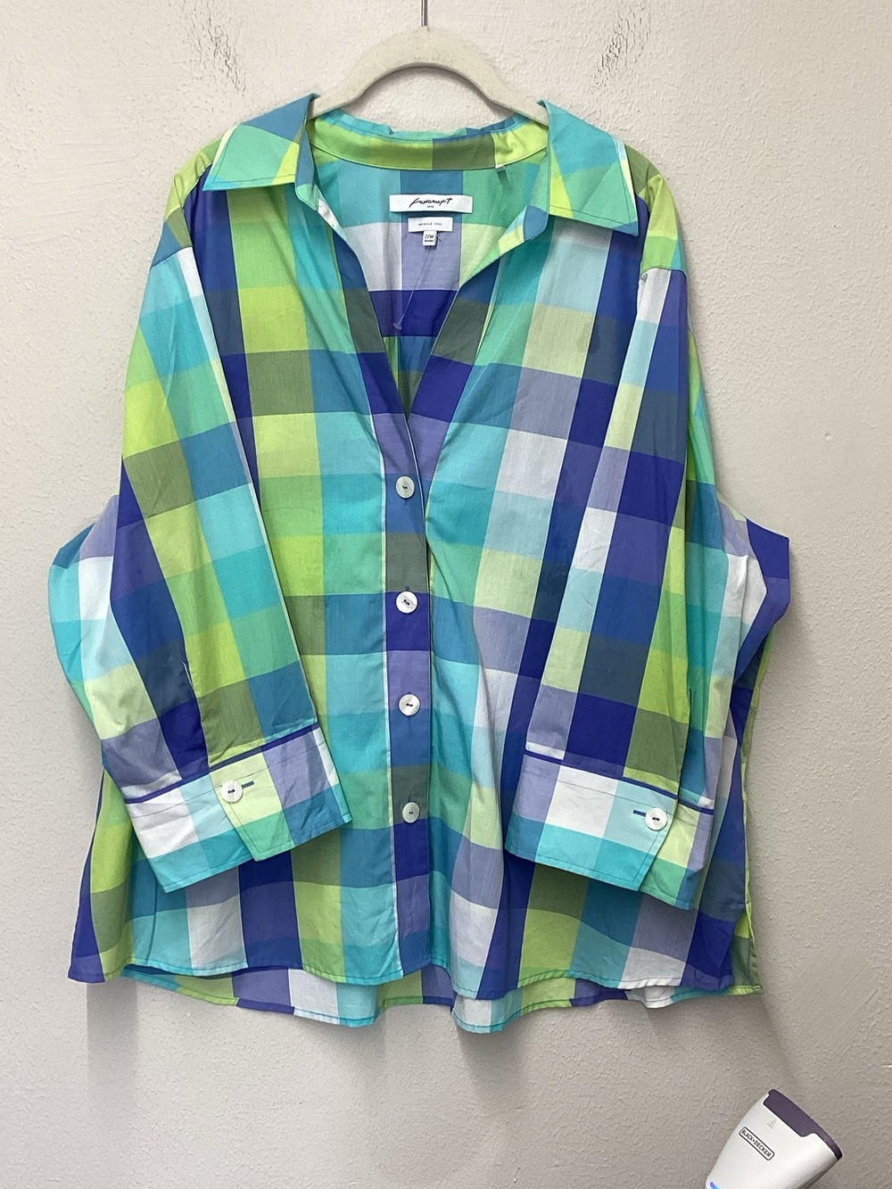 NYC Foxcroft Multi-Color Plaid Button-Up Shirt